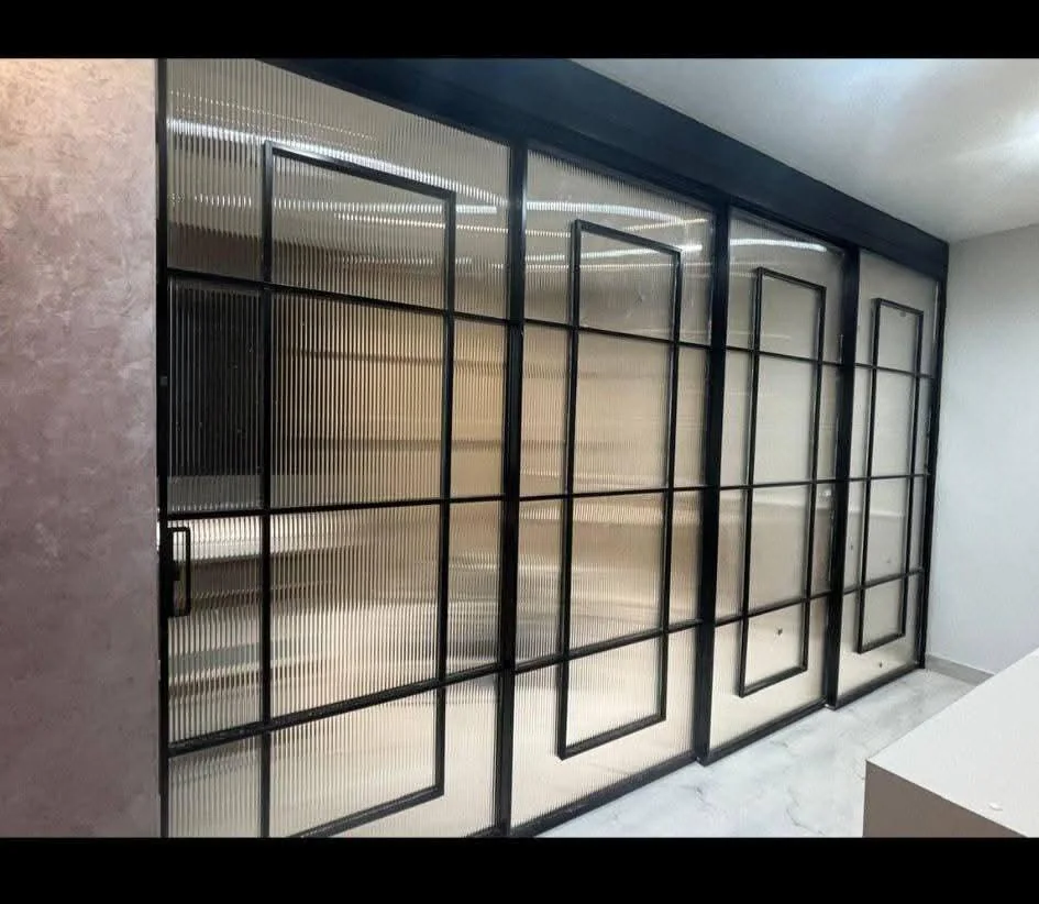 Black-framed interior partition.