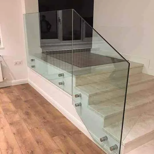 Frameless stair glass railing.