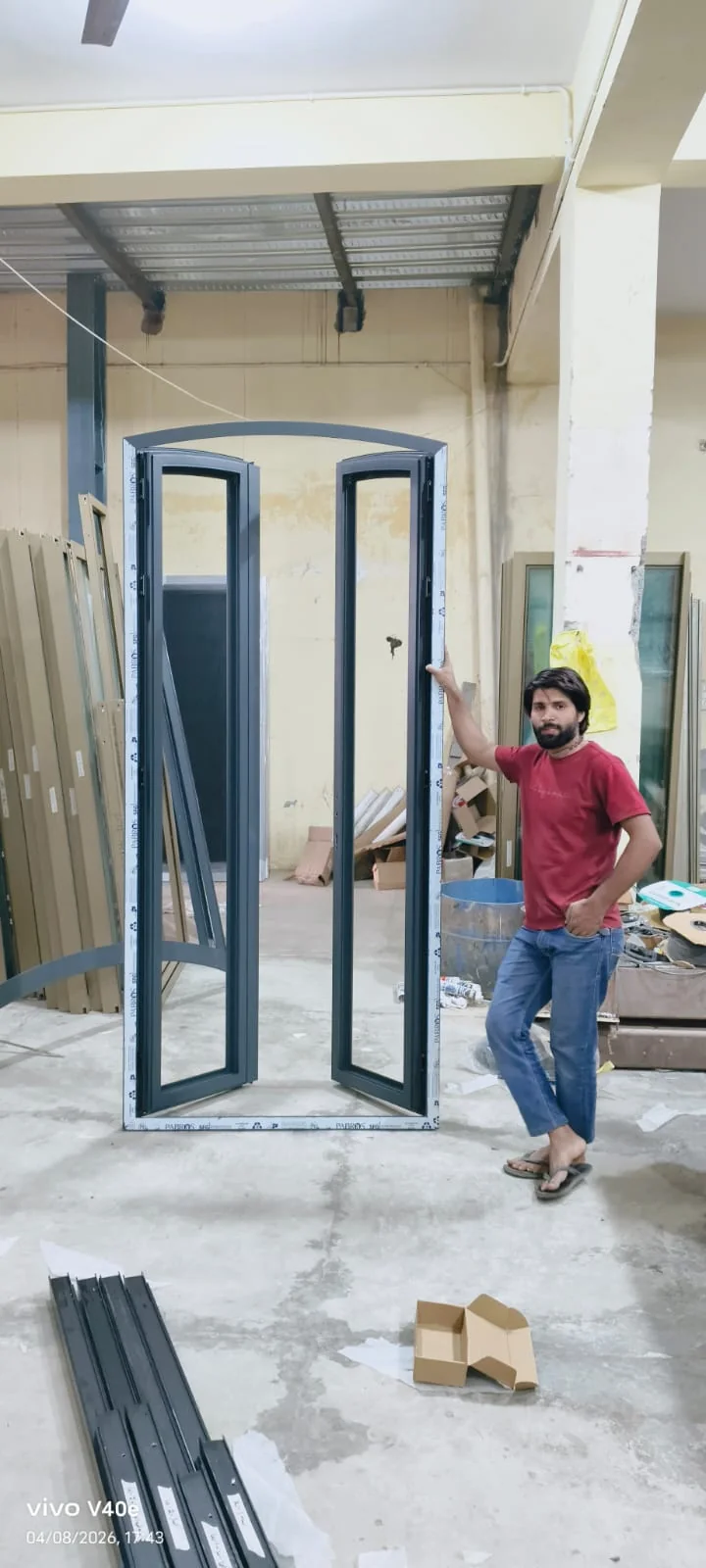 Door/window installation on site.